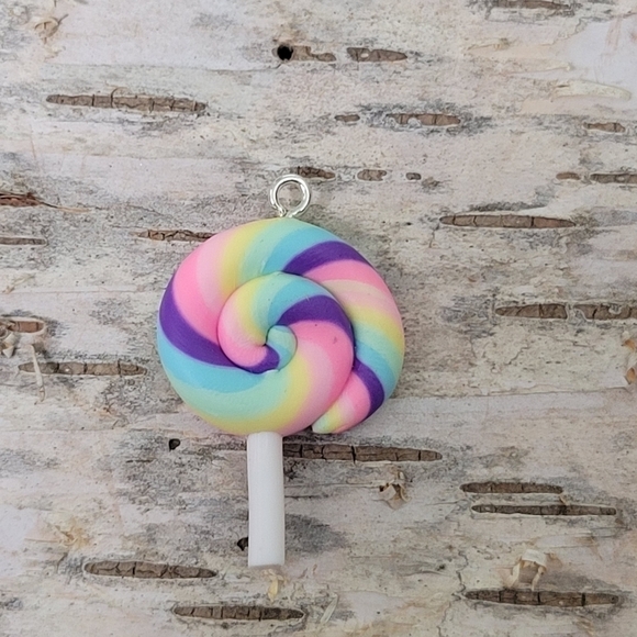 NEW Handmade Polymer Clay Big Pendants, Lollipop, Colorful - Picture 1 of 10